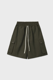 Military green ripstop cargo bermuda