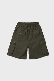 Military green ripstop cargo bermuda