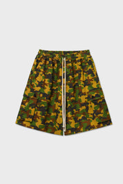 Green/yellow camouflage ripstop cargo bermuda