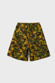 Green/yellow camouflage ripstop cargo bermuda