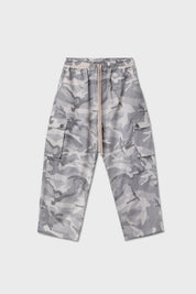 White camouflage balloon cargo pants
