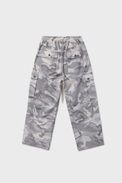 White camouflage balloon cargo pants