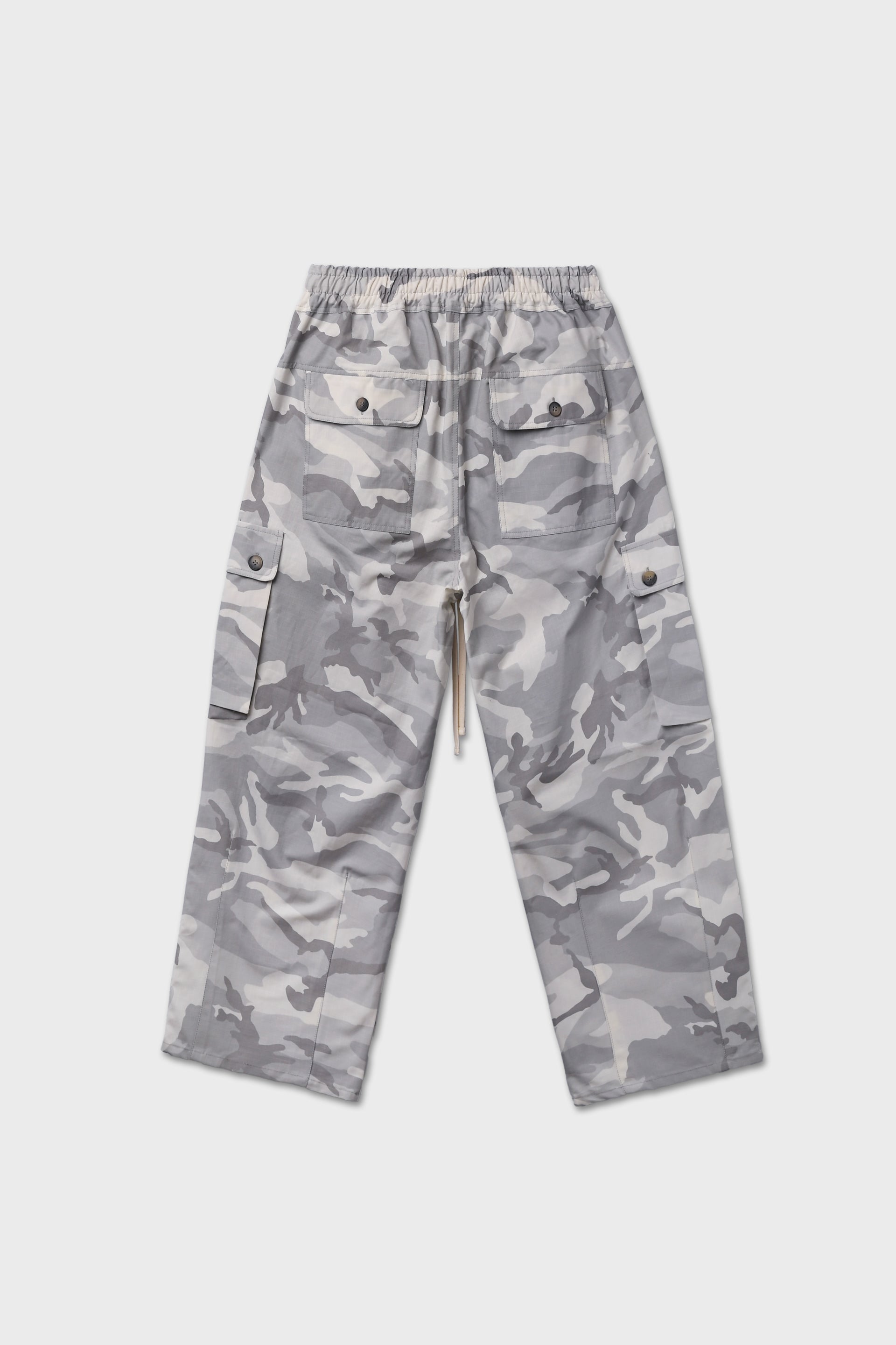 White camouflage balloon cargo pants