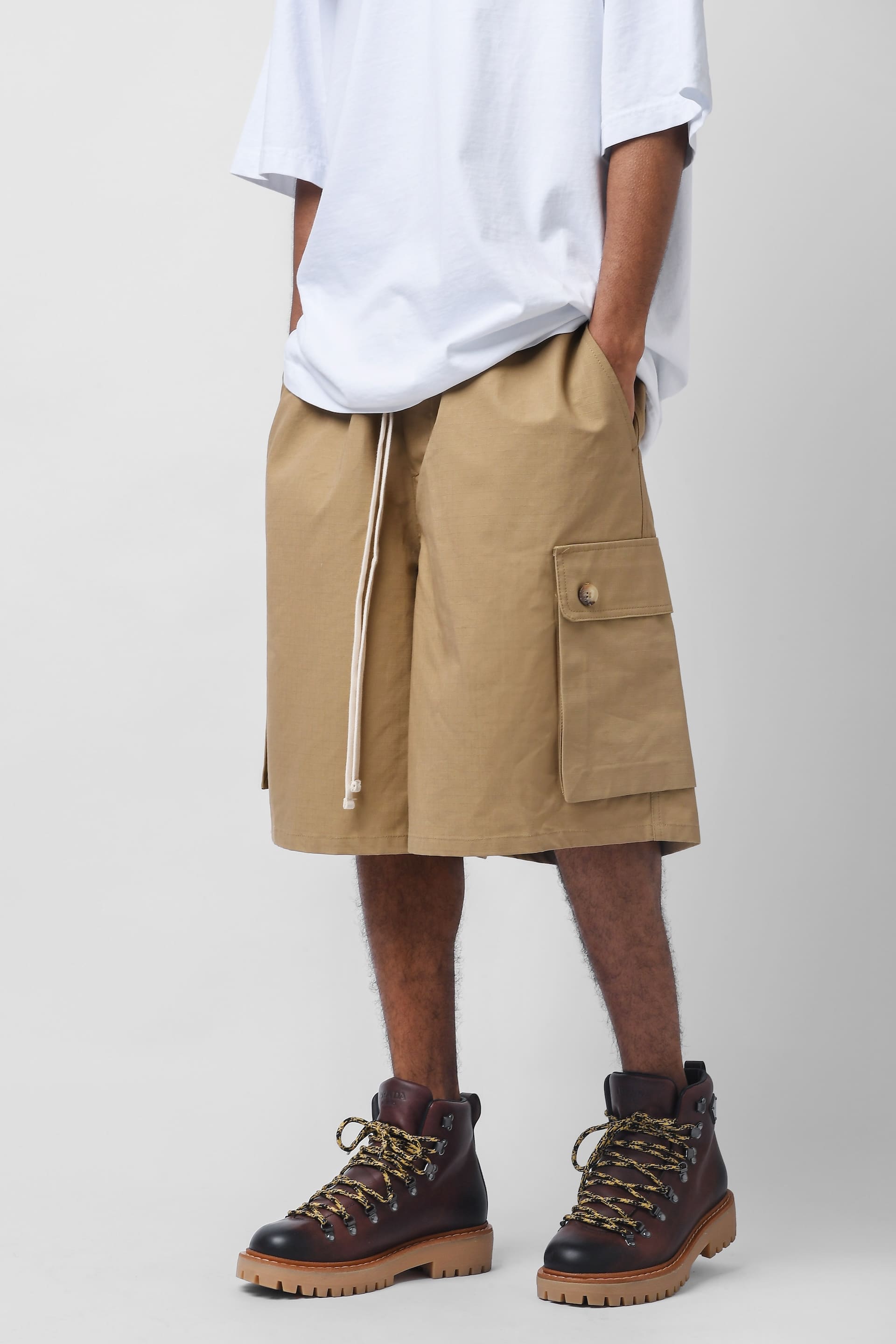 Beige Ripstop Cargo Bermuda