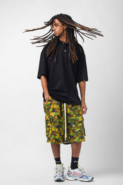 Green/yellow camouflage ripstop cargo bermuda