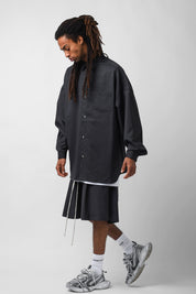 Dark grey pinstriped bermuda shorts