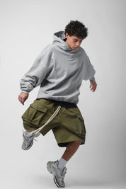 Felpa garzata oversize grigio chiaro