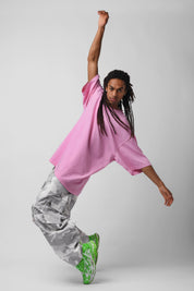 White camouflage balloon cargo pants