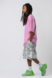White camouflage ripstop cargo shorts