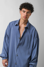 Camicia in cupro azzurro
