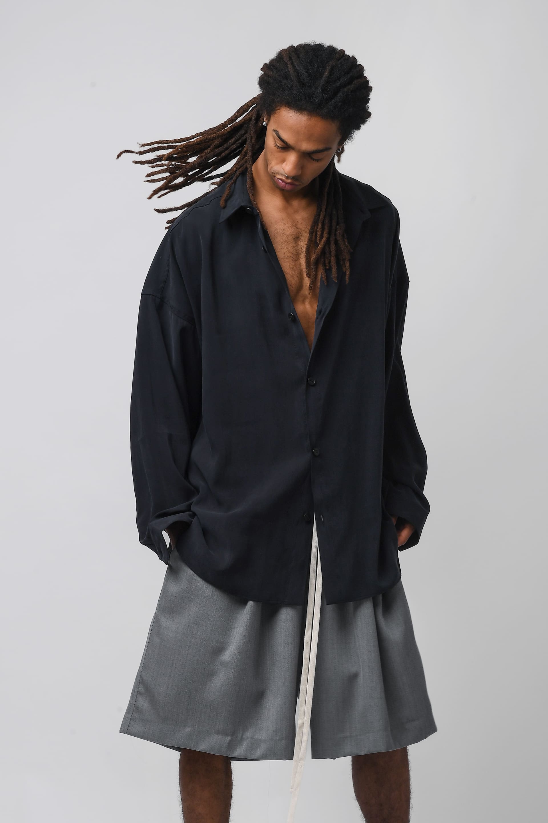 Camicia in cupro nero