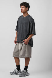 Light grey cotton Bermuda shorts